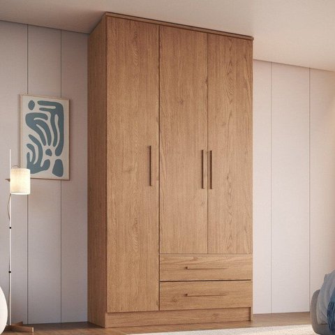 Guarda Roupa 3 Portas 2 Gavetas Moscou Cedro