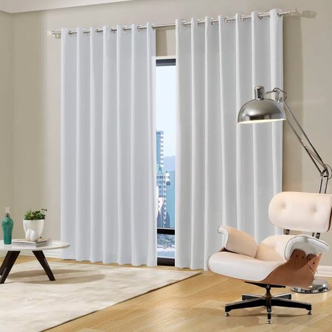 Cortina Blackout Tecido 300x250 Ilhós Cromado Admirare - Branca