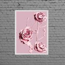 Ver imagem 1 de Quadro Decorativo Rosas De Tinta Rosa 24x18cm:Madeira branca
