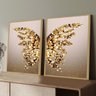 Quadro Decorativo Asas Borboleta Dourada Luxo Moderno Sala Quarto com Moldura - 2