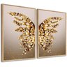 Quadro Decorativo Asas Borboleta Dourada Luxo Moderno Sala Quarto com Moldura - 1
