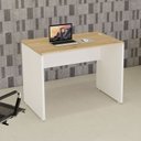 Ver imagem 1 de Mesa Escrivaninha Retangular X com Passa Cabos e Pés Painel para Escritório 100cm Corporate Carvalho Treviso e Branco Marrom