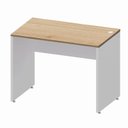 Ver imagem 2 de Mesa Escrivaninha Retangular X com Passa Cabos e Pés Painel para Escritório 100cm Corporate Carvalho Treviso e Branco Marrom