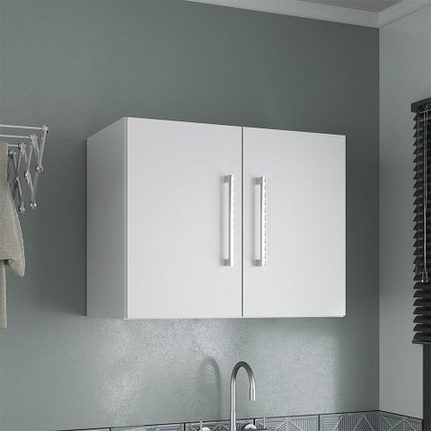 Balcão Aéreo de Lavanderia 2 Portas Branco - Ozini