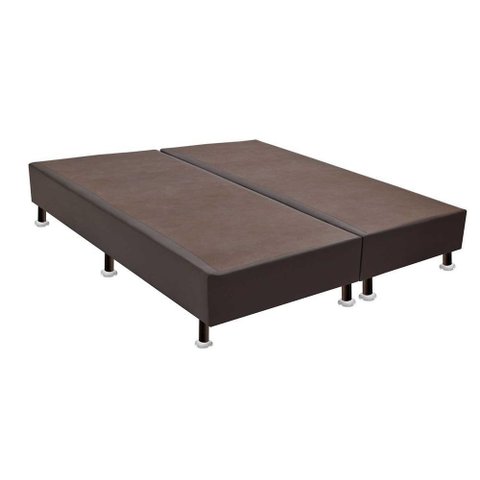 Base Box Sommier Bipartido 23Cm Super King Em Corino Marrom