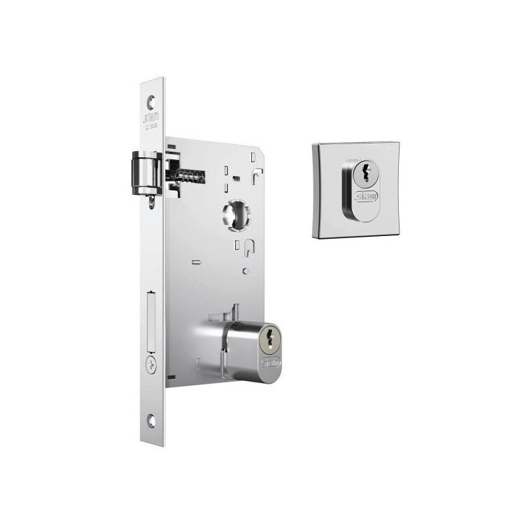 Fechadura 1601 Externa Rolete com Roseta Quadrada Cromada Stam
