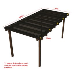Cobertura Policarbonato Alveolar 4,00m x 1,50m - Fume 4mm - 4