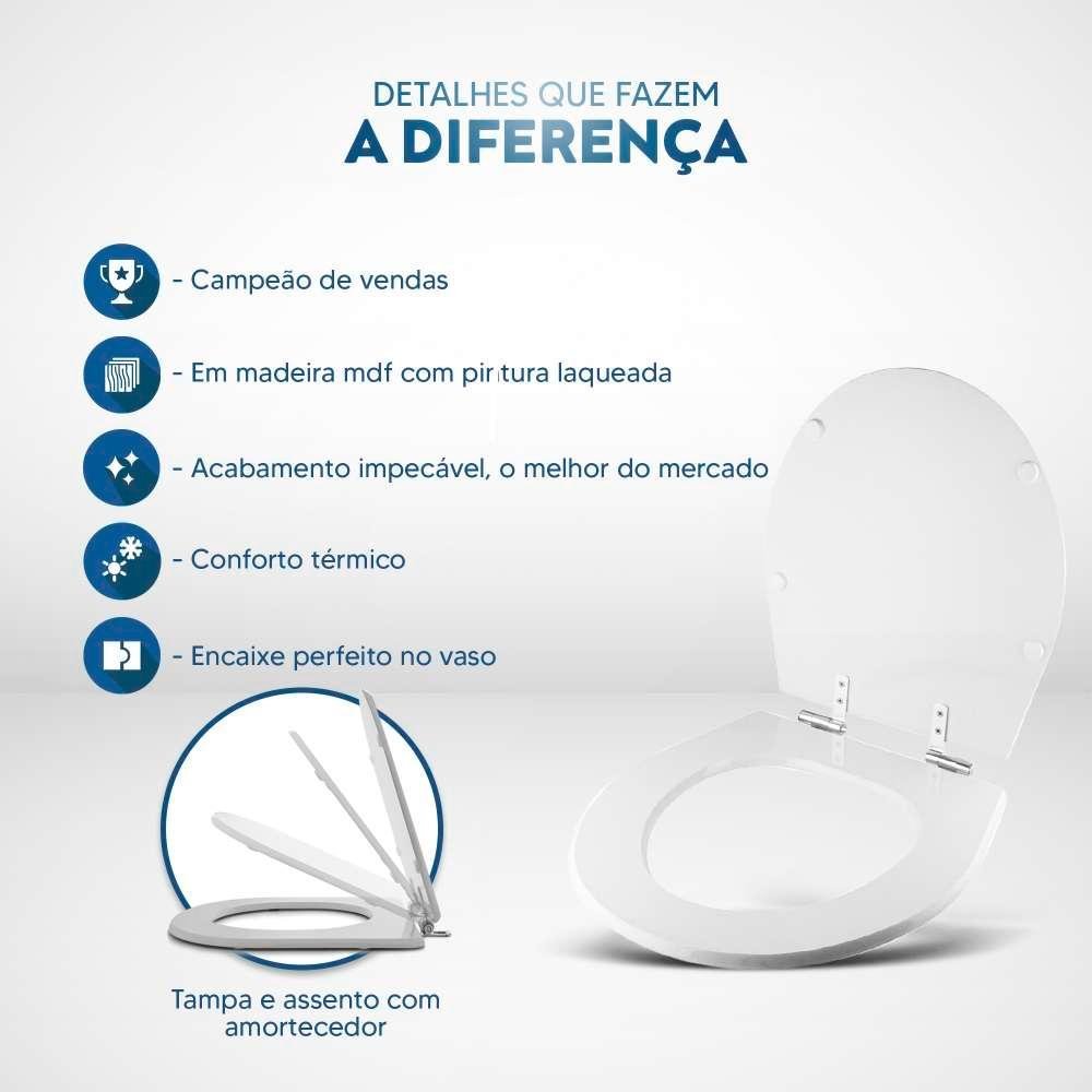 Tampa de Vaso Sanitário com Amortecedor Windsor Creme (Bege) para bacia Deca - 5