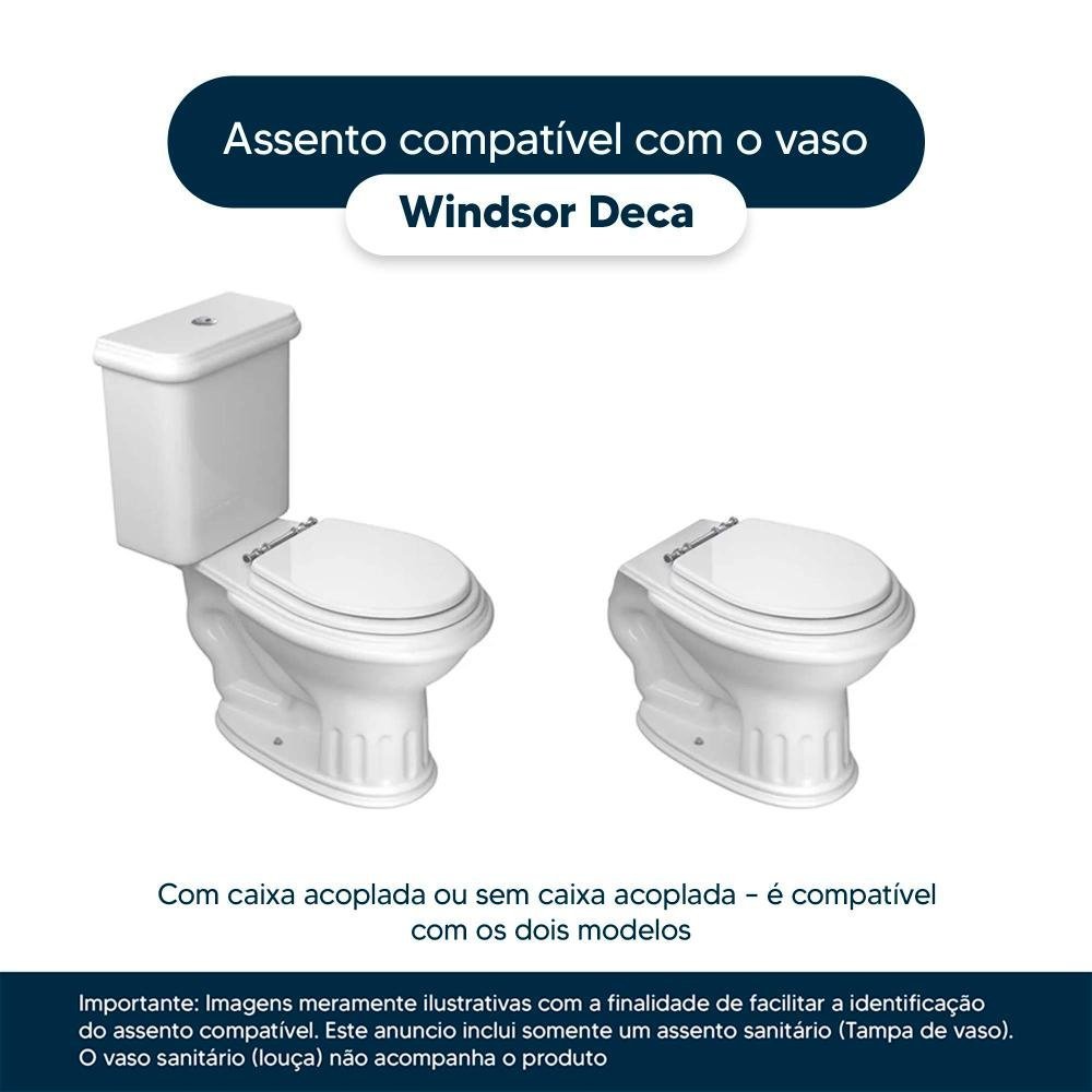 Tampa de Vaso Sanitário com Amortecedor Windsor Creme (Bege) para bacia Deca - 4
