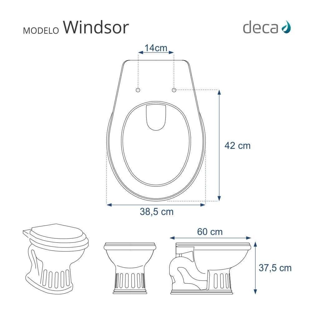 Tampa de Vaso Sanitário com Amortecedor Windsor Creme (Bege) para bacia Deca - 3