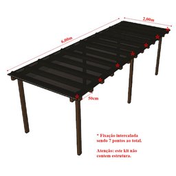 Cobertura Policarbonato Alveolar 6,00m x 2,00m - Fume 4mm - 4