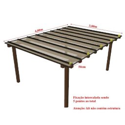 Cobertura Policarbonato Alveolar 4,00m x 3,00m - Cristal 4mm - 2
