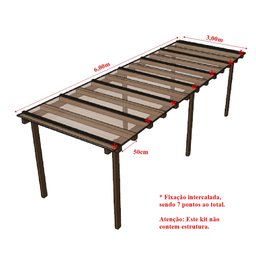 Cobertura Policarbonato Alveolar 6,00m x 3,00m - Cristal 4mm - 4