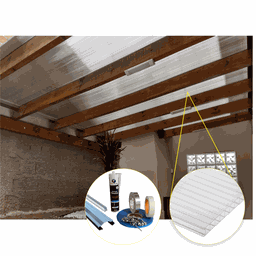 Cobertura Policarbonato Alveolar 6,00m x 3,00m - Cristal 4mm - 3