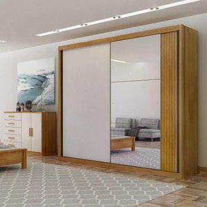 Guarda Roupa Bravo Gold 2 Portas 4 Gavetas 1 Espelho Cor:cumaru Fendi