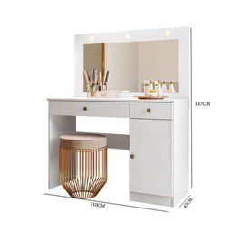 Cômoda Camarim Bella 110cm 1 Porta com Espelho e Luminárias de Led Branco Moval - 3