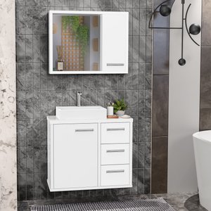 Conjunto Gabinete Banheiro com Cuba e Espelho Turin 60 Br