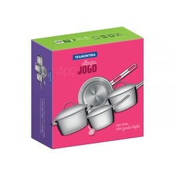 Jogo de Panelas Tramontina Allegra em Aço Inox com Fundo Triplo e Tampas de Inox 4 Peças Tramontina - 4