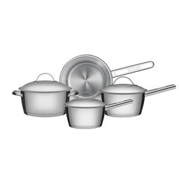 Jogo de Panelas Tramontina Allegra em Aço Inox com Fundo Triplo e Tampas de Inox 4 Peças Tramontina - 1