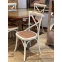 Ver imagem 2 de Cadeira Katrina Cross Paris. Encosto em X. Assento em Rattan Natural. Cor Branco Provençal