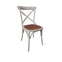 Ver imagem 1 de Cadeira Katrina Cross Paris. Encosto em X. Assento em Rattan Natural. Cor Branco Provençal