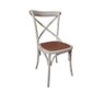 Cadeira Katrina Cross Paris. Encosto em X. Assento em Rattan Natural. Cor Branco Provençal - 1