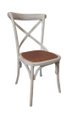 Ver imagem 1 de Cadeira Katrina Cross Paris. Encosto em X. Assento em Rattan Natural. Cor Branco Provençal