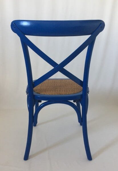 Cadeira Katrina Cross Paris. Encosto em x. Assento em Rattan Natural. Cor Azul Bic - 3