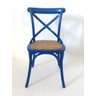 Cadeira Katrina Cross Paris. Encosto em x. Assento em Rattan Natural. Cor Azul Bic - 2