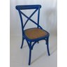 Cadeira Katrina Cross Paris. Encosto em x. Assento em Rattan Natural. Cor Azul Bic - 4