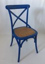 Ver imagem 4 de Cadeira Katrina Cross Paris. Encosto em x. Assento em Rattan Natural. Cor Azul Bic