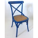 Ver imagem 1 de Cadeira Katrina Cross Paris. Encosto em x. Assento em Rattan Natural. Cor Azul Bic