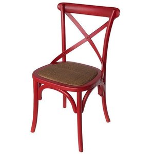 Cadeira Katrina Cross Paris. Encosto em x. Assento em Rattan Natural. Cor Vermelha
