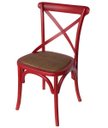 Ver imagem 1 de Cadeira Katrina Cross Paris. Encosto em x. Assento em Rattan Natural. Cor Vermelha