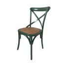 Ver imagem 1 de Cadeira Katrina Cross Paris. Encosto em x. Assento em Rattan Natural. Cor Verde Escuro