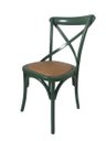 Ver imagem 1 de Cadeira Katrina Cross Paris. Encosto em x. Assento em Rattan Natural. Cor Verde Escuro