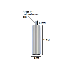 Kit 12 Pés de Cama Box ou Baú Queen King Tubo Cromado 13cm - 2