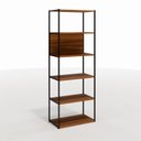 Ver imagem 4 de Estante de Livros Industrial 63CMX173CM Metal 5 Prateleiras e Decoração Executive Marrom/Nogal/Preto