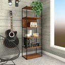Ver imagem 5 de Estante de Livros Industrial 63CMX173CM Metal 5 Prateleiras e Decoração Executive Marrom/Nogal/Preto