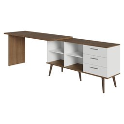 Mesa de Escritório em L 3 Gavetas Branco/rustic Lisboa Madesa - 3
