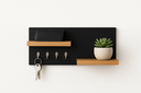 Ver imagem 1 de Porta Chaves Preto de Parede Mdf Decoração Sala Entrada