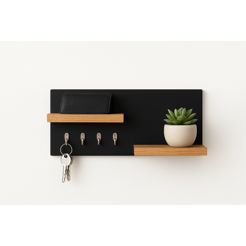 Porta Chaves Preto de Parede Mdf Decoração Sala Entrada