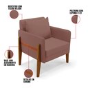 Ver imagem 6 de Kit 1 Sofá Namoradeira e 1 Poltrona Lana Veludo Base de Madeira - D’Rossi Rose