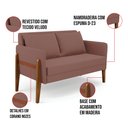 Ver imagem 5 de Kit 1 Sofá Namoradeira e 1 Poltrona Lana Veludo Base de Madeira - D’Rossi Rose