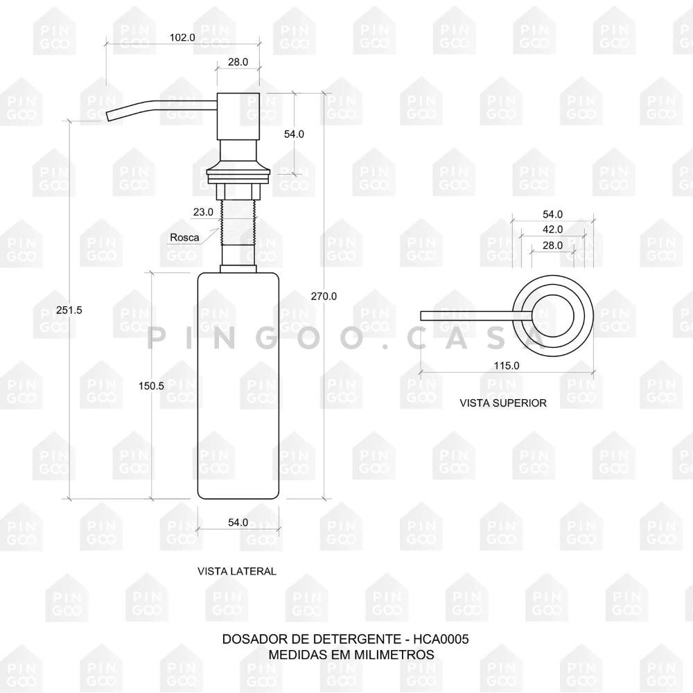 Dosador De Detergente 300ml Pingoo.casa - Dourado Rose - 3
