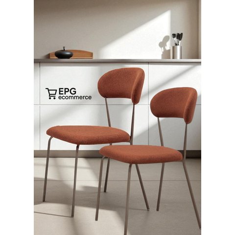 Kit 2 Cadeiras Jantar Tecido Linho Terracota Tubo Champagne