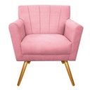 Ver imagem 2 de Poltrona Decorativa Laura Pés Palito Mel Suede Rosa Bebê - Amarena Móveis