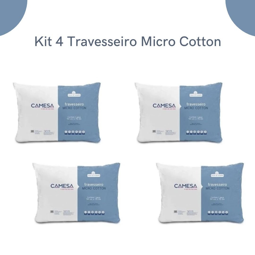 Kit 4 Travesseiro Micro Cotton 50x70 Suporte Médio Camesa - 2