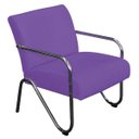 Ver imagem 1 de Poltrona Cadeira Decorativa Sara Cromada para Sala de Estar Luxo Corino Roxo - AM Decor