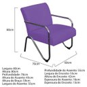 Ver imagem 3 de Poltrona Cadeira Decorativa Sara Cromada para Sala de Estar Luxo Corino Roxo - AM Decor
